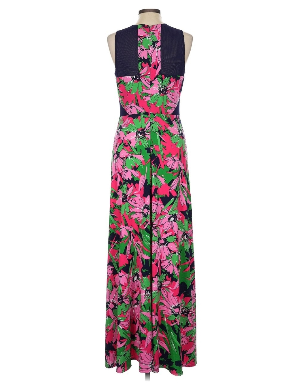 Just...Taylor Pink & Green Floral Maxi Dress with Navy Bodice